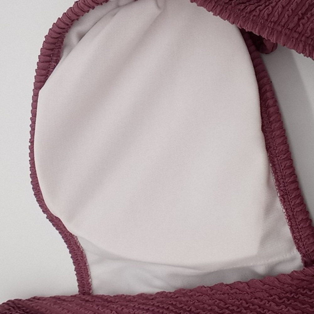 Salt + Cove Sandy Rib One-Shoulder Bikini Swim Top Mauve - Picture 8 of 15